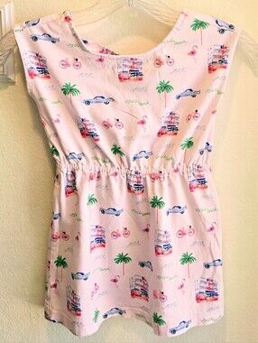 GAP 4/5 Kids Pink Tropical Beach Print Sleeveless Sun Dress